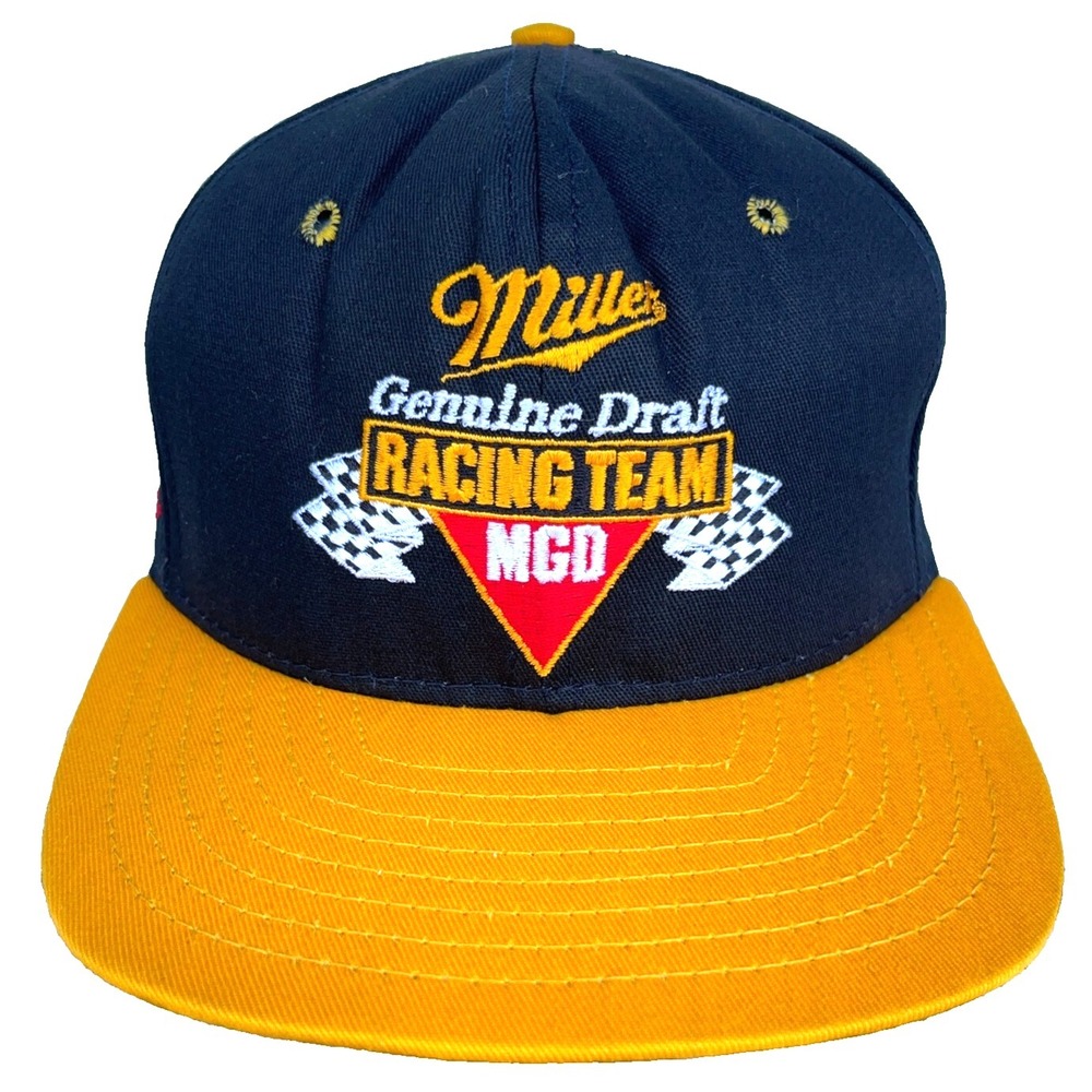Vintage Nascar Hat Cap Snap Back Black 90s Y2K Rusty Wallace Racing Miller Beer